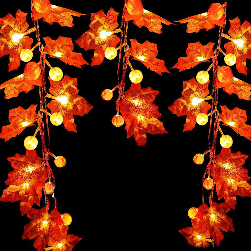 Maple Leaf Pumpkin Light String Decoration Thanksgiving