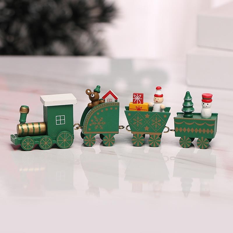 Christmas decorations Wooden Four section train