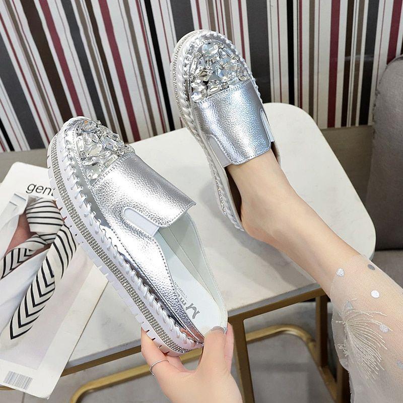 Sparkle Summer Women Hand Sewing Leather Platform Loafers