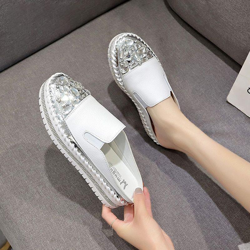 Sparkle Summer Women Hand Sewing Leather Platform Loafers