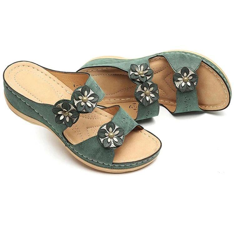 Premium Handicraft Open Toe Charming Fancy Flower Women Sandals