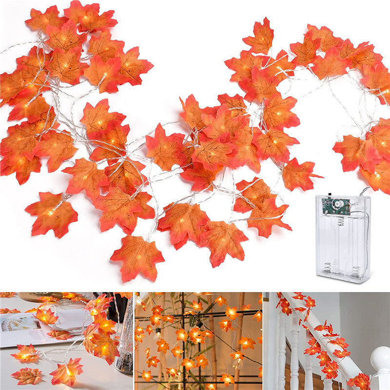 Maple Leaf Pumpkin Light String Decoration Thanksgiving