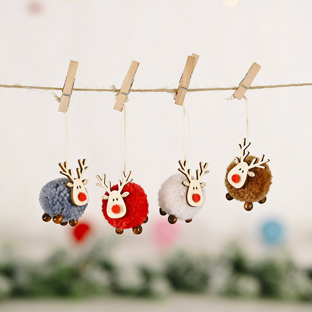 Cute Felt Wooden Elk Christmas Tree Decorations
