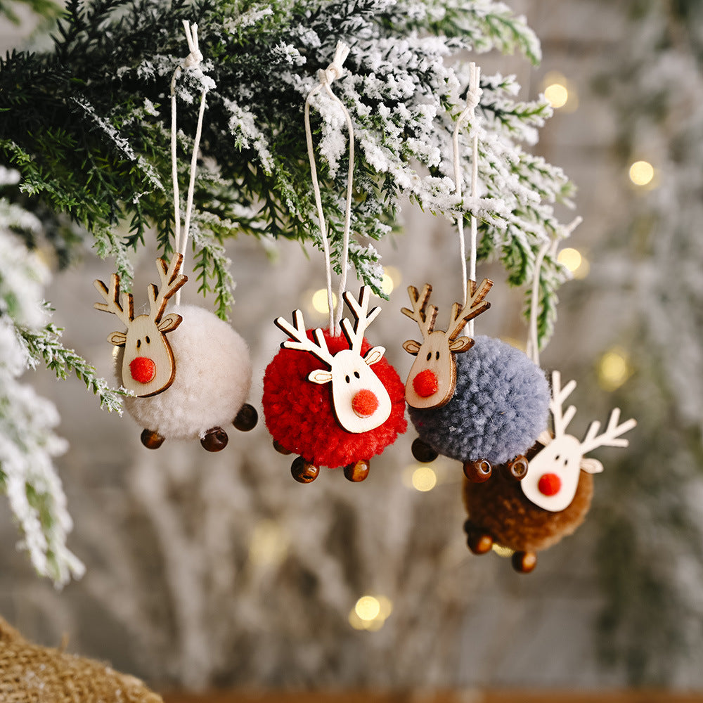 Cute Felt Wooden Elk Christmas Tree Decorations