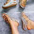 Women Casual Large Size Rivet Transparent Wedge Slippers