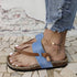 Women Leather Hit Color Thongs Slip Slippers
