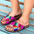 Women Flower Daily Flat Heel Color Block Slippers