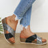 Women Casual Comfortable Cross Stitching Slide Platform Sandals