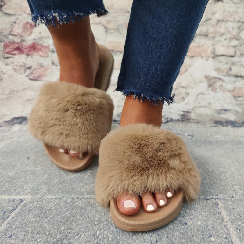 Women Large Size Casual Fluffy Fluff Slippers
