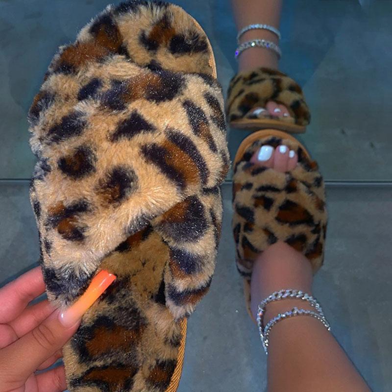 Women Chic Soft Fur Sandal Slip Slippers