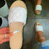 Women Espadrille Sandals Leatherette Flat Heel Slippers