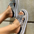 Women Casual Glitter Rhinestone Open Toe Slip Creepers Slippers