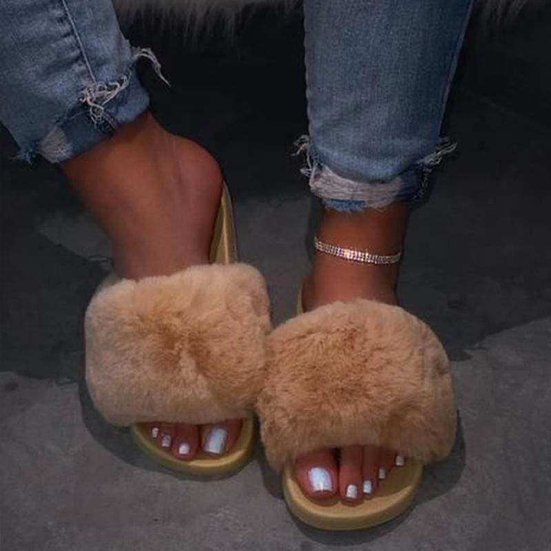 Women Large Size Fluffy Fluff Slippers
