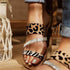 Women leisure vacation fashion animal pattern flash diamond slippers