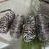 Women Zebra Pattern Black White Fashion Rhinestone Flat Sandals Slippers