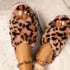 Women Faux Fur Criss Cross Strap Tie Dye Sandal Slippers