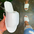Women Comfy Velcro Crocodile Pattern Adjustable Open Toe Slip Indoor Flat Heel Slippers