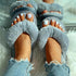 Women Slip Fur Flip Flops Flat Comfy Fluffy Sandals Slippers