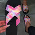 Women Tie Dye Cross Strap Plus Size Slippers
