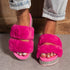 Women Chic Faux Fur Rhinestone Casual Slip Slippers