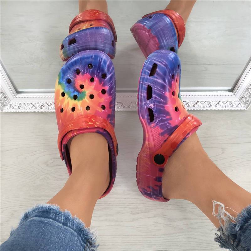 Women Stylish Rainbow Multicolor Slip Slides Platform Slippers
