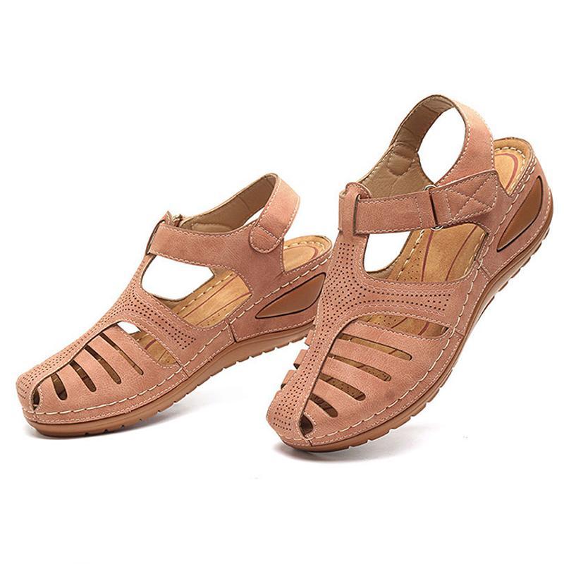 Soft Leather Closed Toe Vintage Anti Slip Sandals
