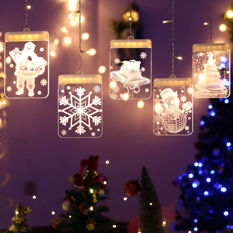LED Christmas Lights Bells Snowflake Hanging