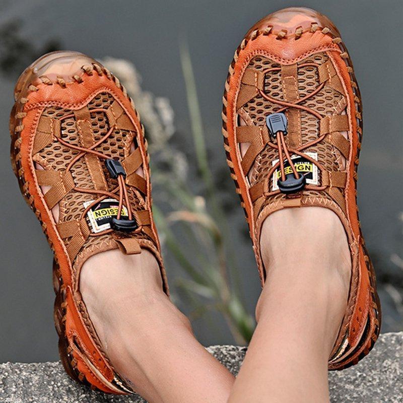 Men Outdoor Non slip Hole Shoes Mesh Elastic Band Water Sandals