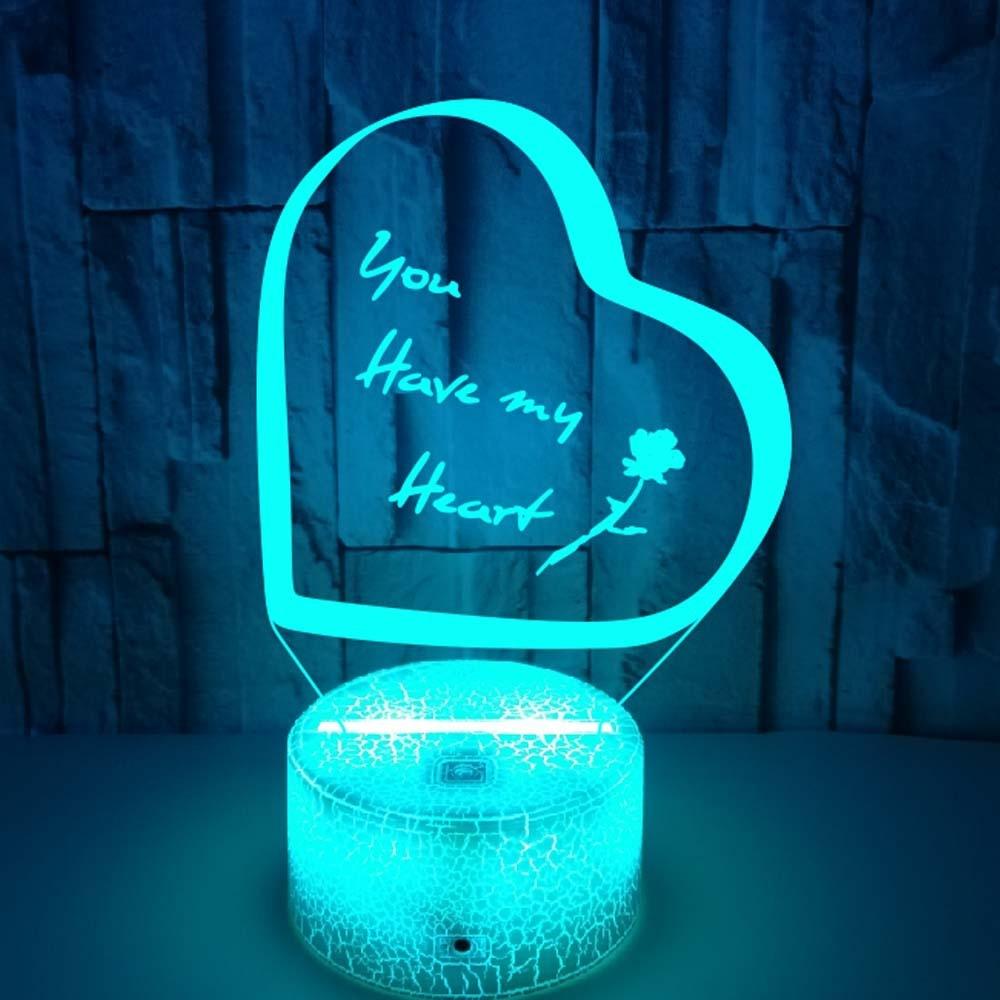 Valentine's Day Heart 3d night light Gift ideas Love Colorful touch 3d small table lamp