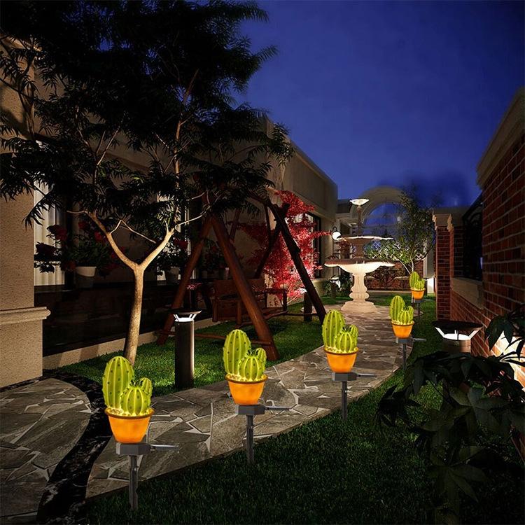 Solar Energy Outdoor Led Ground Plug Simulation Pineapple Cactus Lamp Plant Lawn Landscape Lights