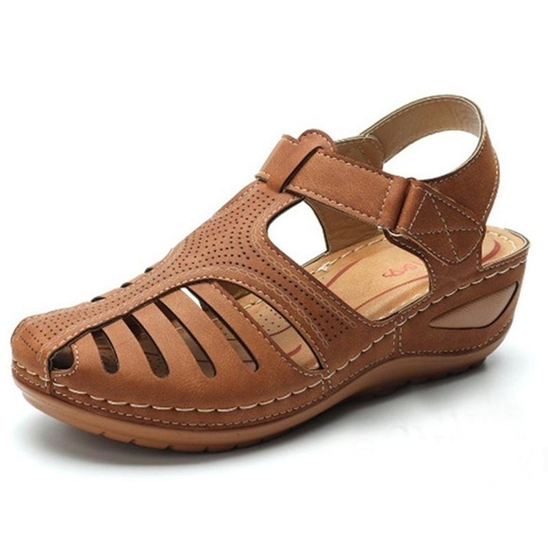 Women Casual Retro Style Buckle Wedges Sandals