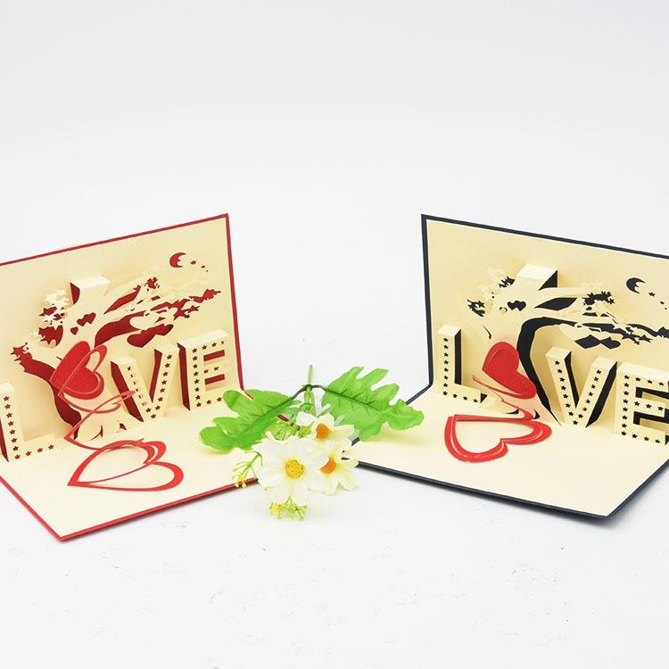 Romantic Wedding greeting card Love tree Solid Creative Valentine's Day Tanabata Blessing Card