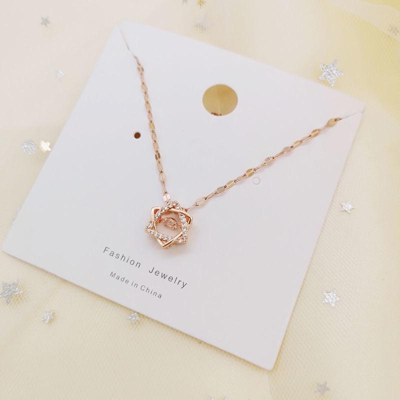 Hexagram Stars Titanium Steel Necklace Clavicle Chain Pendant Girlfriend Gift Necklace