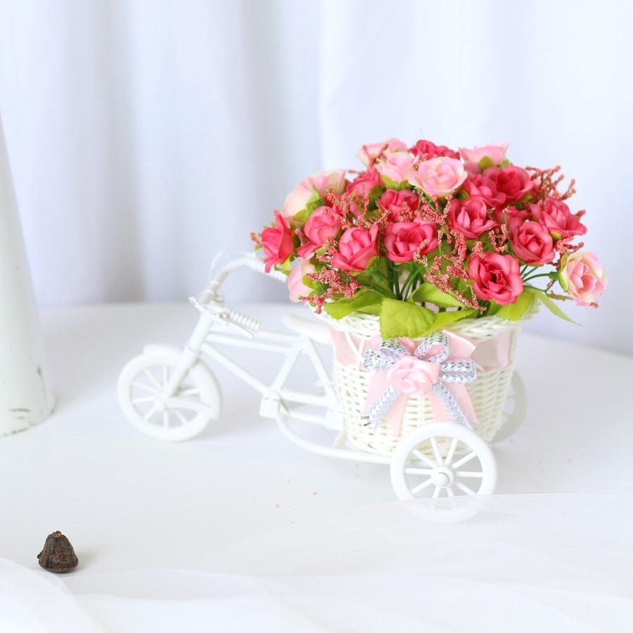 Home decoration Rattan Tricycle Plastic Artificial plants Small bonsai set Fake flower Living room decoration