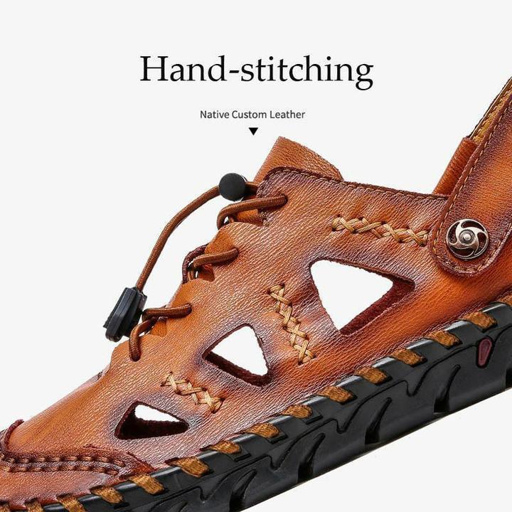 Men Leather Sandals Summer Breathable Beach Water Shoes