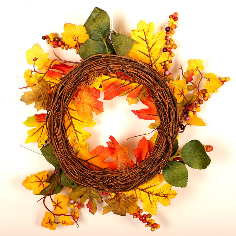 Thanksgiving Autumn Maple Leaf Rattan Wreath
