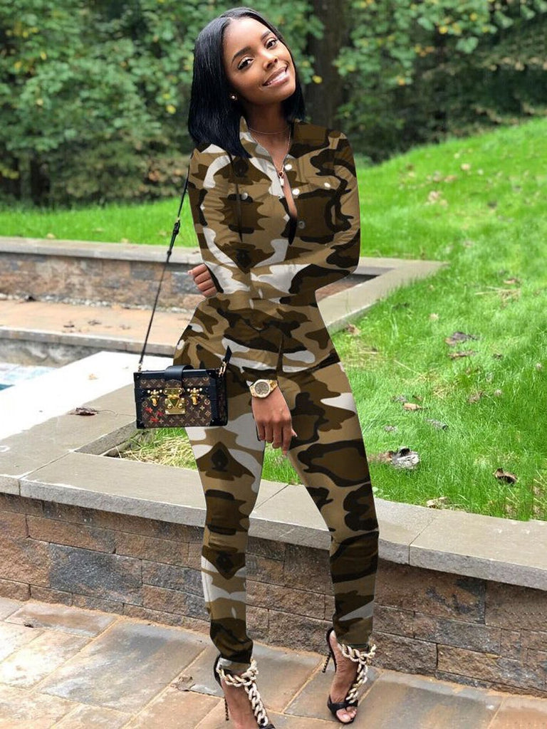 Camouflage Sports Leisure Two piece Suit