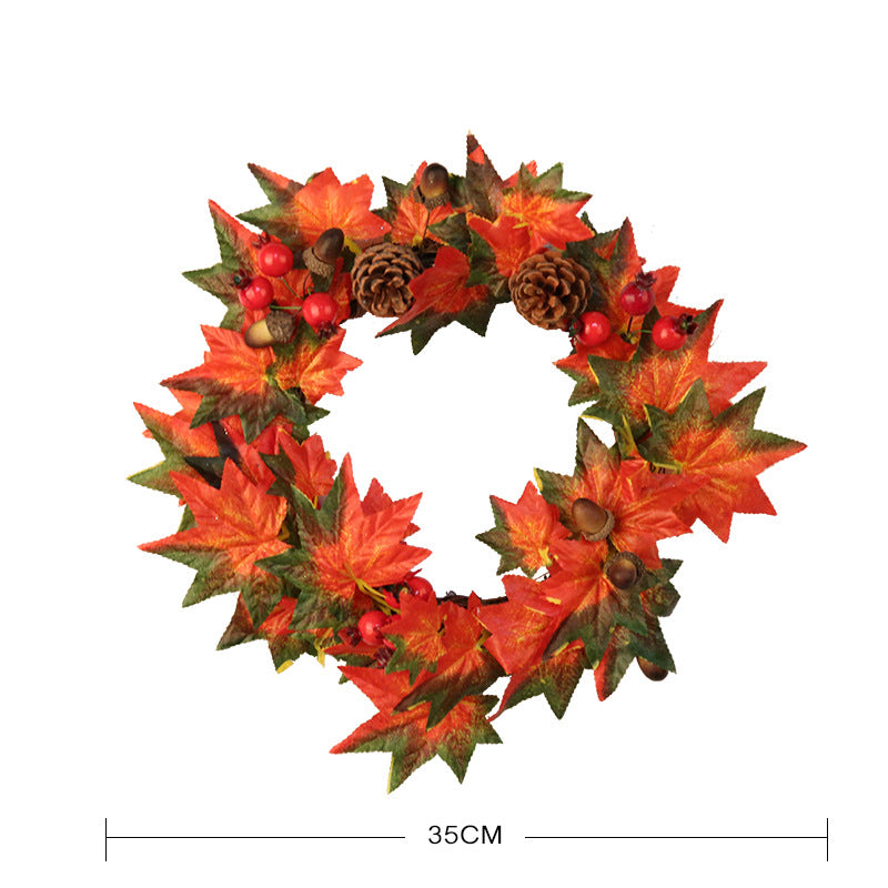Thanksgiving Red Maple Leaf Vine Circle Wreath