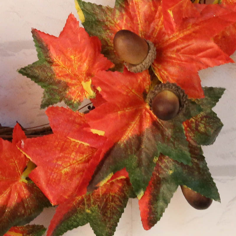 Thanksgiving Red Maple Leaf Vine Circle Wreath