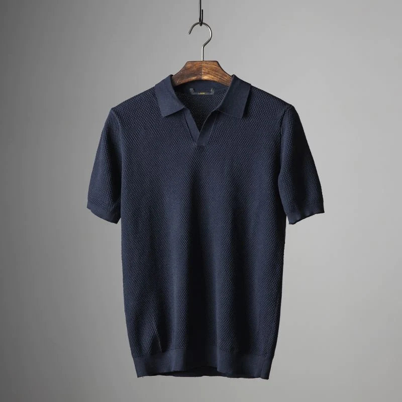Men's Knitted Casual Polo Shirt