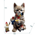 Mischievous Cat and Dinosaur Garden Gnome Statue - Buy 2 Free Shipping
