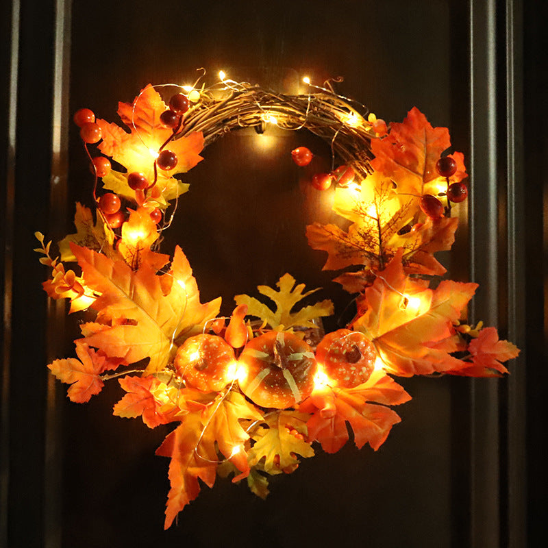 Thanksgiving Vine Circle Simulation Maple Leaf Pumpkin Decoration