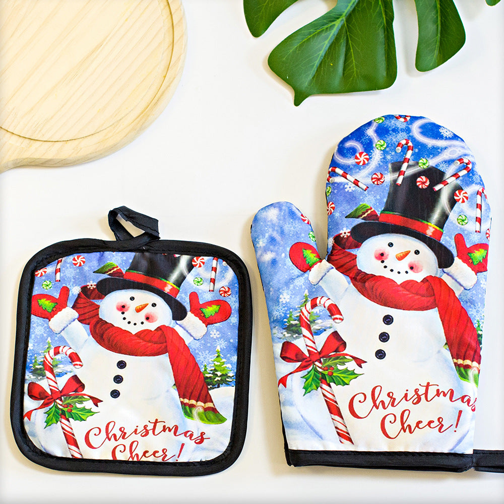 Christmas Kitchen Printed High temperature Oven Gloves
