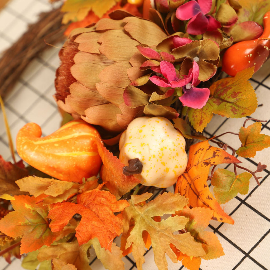 Thanksgiving Autumn Pumpkin Maple Leaf Wreath
