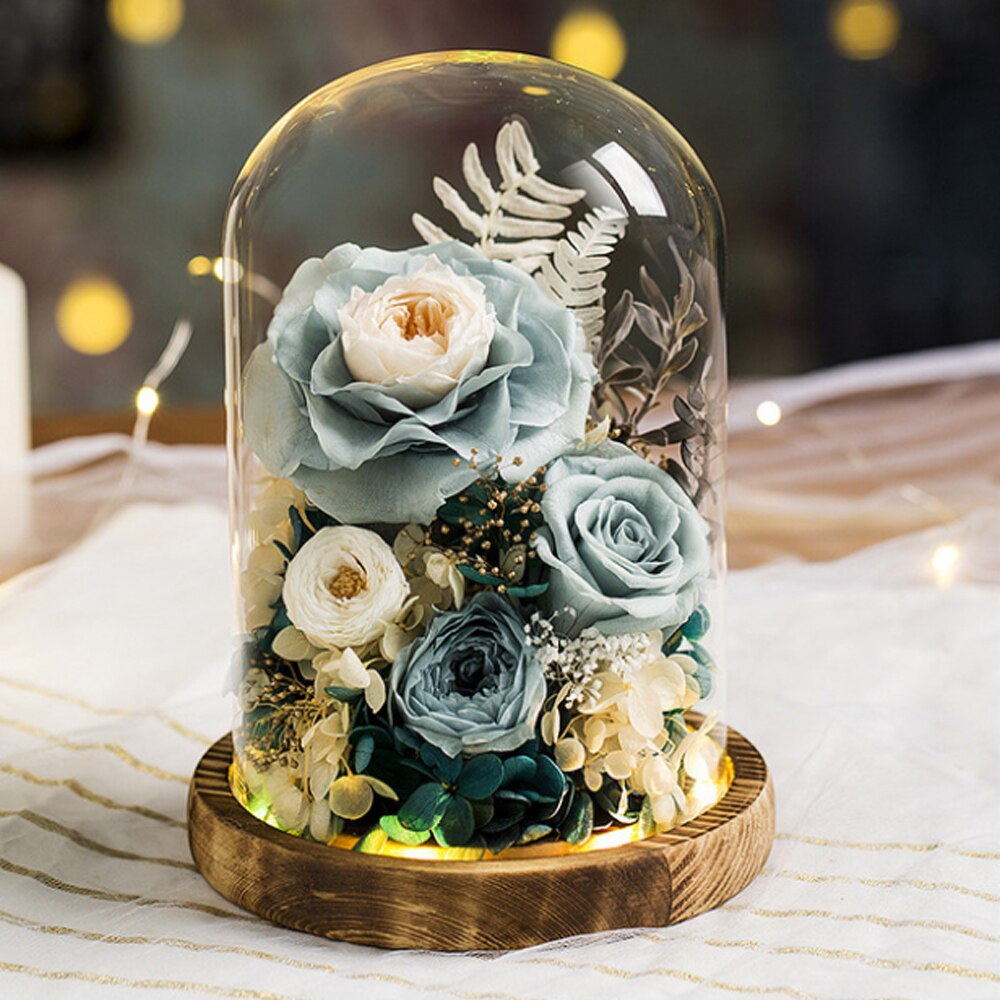 Preserved Natural Dried Flowers Led Light In A Flask Beauty the Beast Immortal Rose New Year Christmas Valentine's Day Gifts