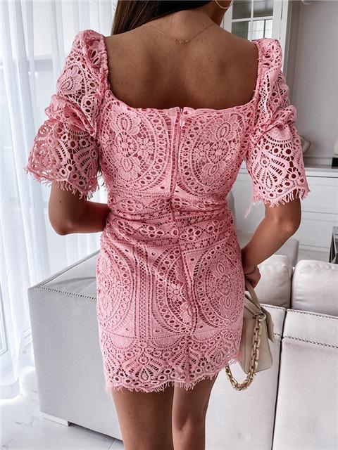 Sexy Short Sleeve Lace Mini Dress
