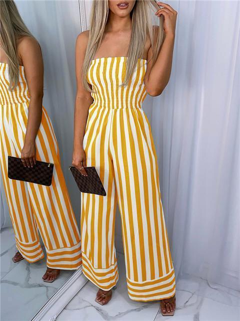 Sexy Tube Top Striped Jumpsuit