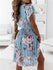 Neck Ruffle Flower Print Dress