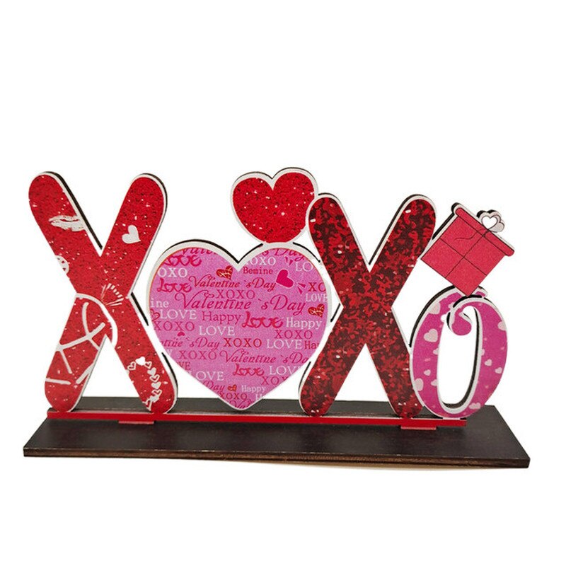 Valentine Bear Love Heart Craft Wooden Table Decor