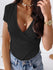Solid Color Cross neck Stretch Tight shirt